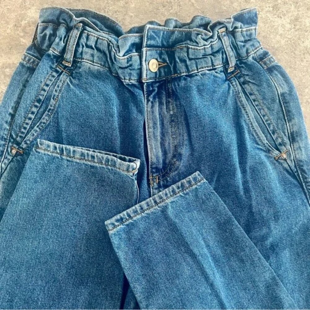 Zara Paper Bag Medium Wash Jeans - Picture 5 of 14